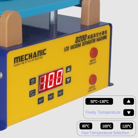 Устройство для расклеивания дисплейного модуля (сепаратор) Mechanic D200, с вакуумным насосом, используется для экранов до 8,5" Превью 4