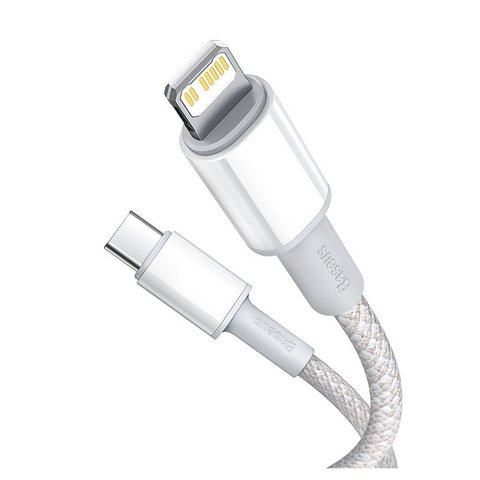 USB Cable Baseus High Density Braided, (USB type C, Lightning, 100 cm, 20 W, white, nylon braided) #CATLGD-02 Preview 1