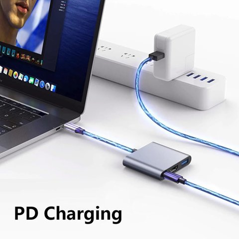Адаптер Type-C - HDMI + USB3.0 + Type-C, конвертер, белый, hub Превью 3