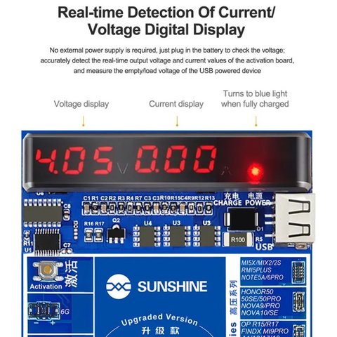 Кабель для запуску батареї Sunshine SS-915 V9.0, плата активації батареї, iphone 6 - 15 pro max / samsung / huawei / xiaomi Прев'ю 3