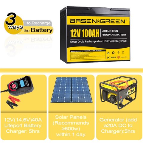 Акумулятор Basen BG12100, LiFePO4, 12 В, 100 Аг, bluetooth Прев'ю 2