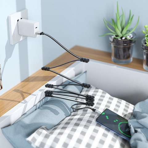 USB кабель Hoco U103, USB тип-C, USB тип-A, 100 см, 3 A, черный, магнитный, #6931474750198 Превью 3